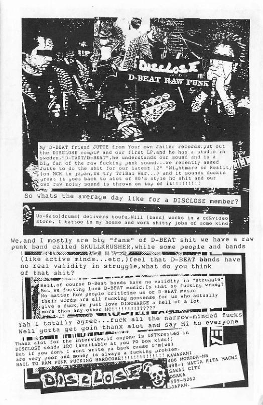 and ous L he has 2 studio B Bane” cat 15a ERULLARUSHER viilo sone people ind. bands (like active minds...etc,)feel that D-BEAT bbnds have v et s R G R T i A L AT music, 1o cucking veoms e, i U f L3 nmn-““:_-wrm“de—d TiStiose senda 18C (svatisble 3 A1 76 mAw PUNK